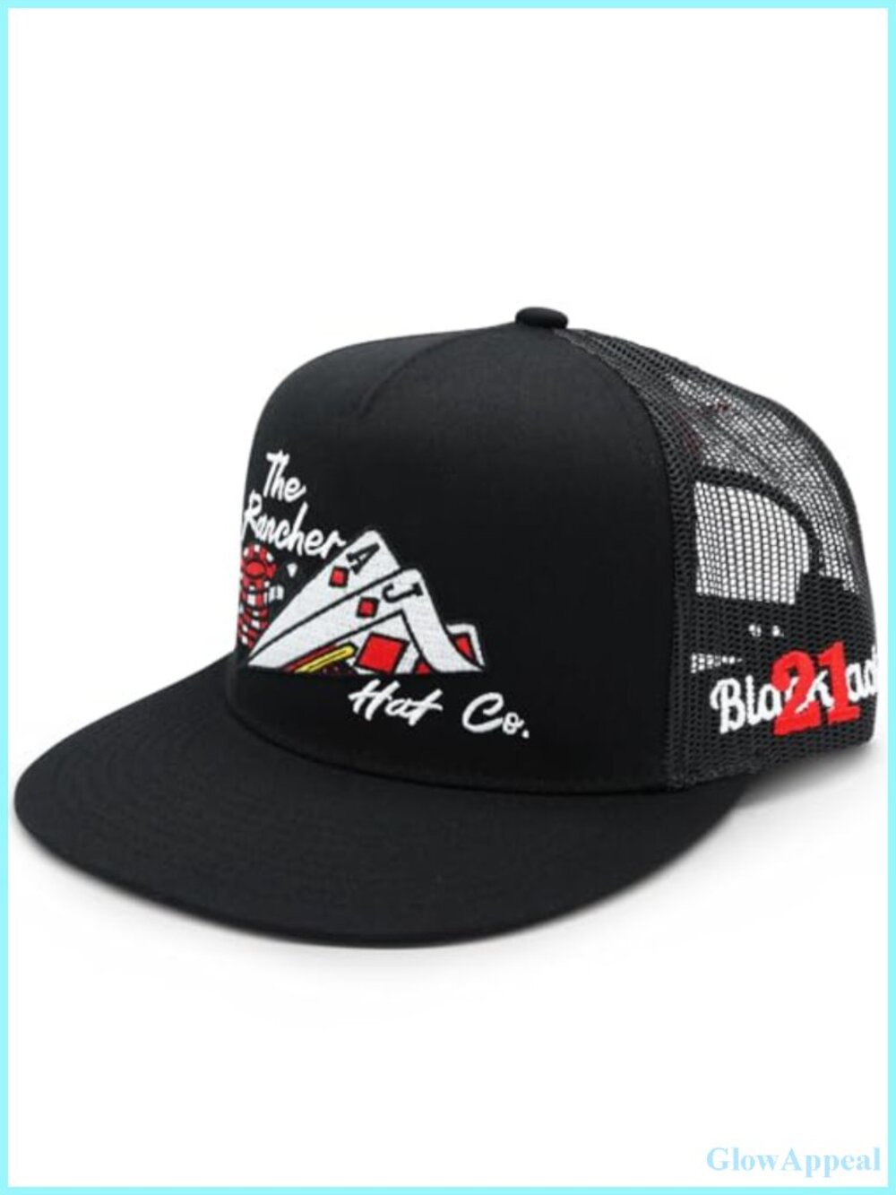21 Blackjack Western Trucker Hat - High Profile Flat Bill Snapback